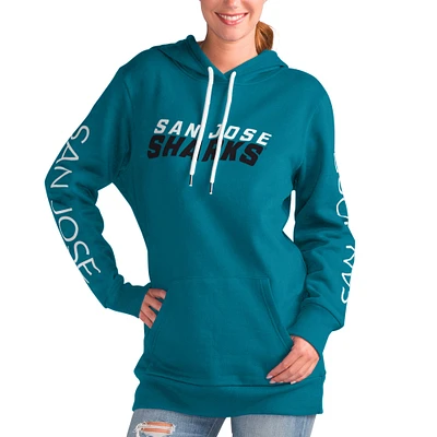 Sweat à capuche pour femmes G-III 4Her par Carl Banks, sarcelle, San Jose Sharks Overtime