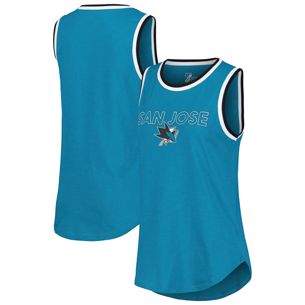 Women's G-III 4Her by Carl Banks Teal San Jose Sharks Strategy Tank Top