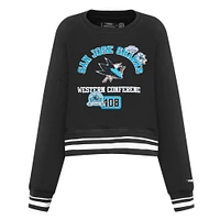 Women's Pro Standard  Black San Jose Sharks Area Code Cropped Pullover Sweatshirt