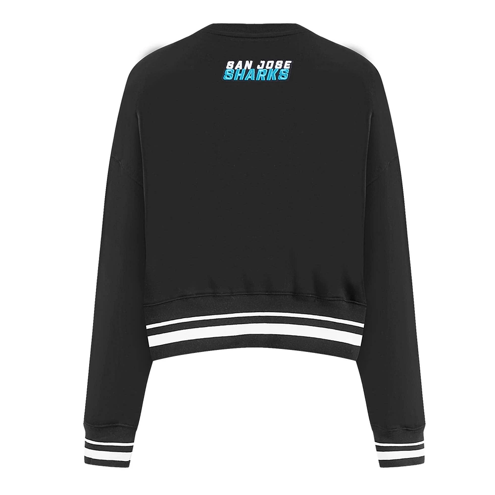 Women's Pro Standard  Black San Jose Sharks Area Code Cropped Pullover Sweatshirt