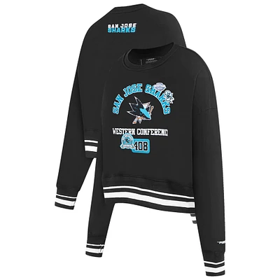 Women's Pro Standard  Black San Jose Sharks Area Code Cropped Pullover Sweatshirt