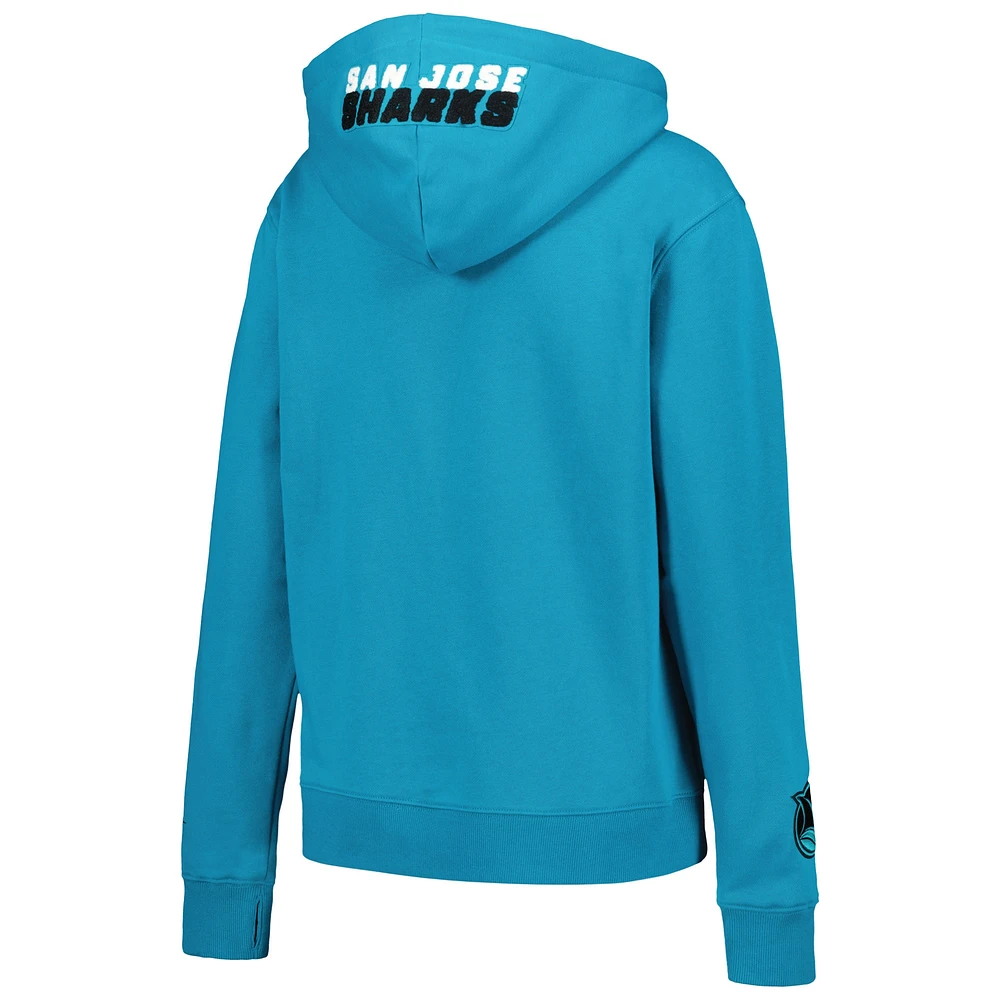 Sweat à capuche classique en chenille Pro Standard pour femmes, sarcelle, San Jose Sharks