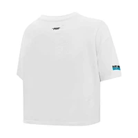 Women's Pro Standard White San Jose Sharks Boxy Script Tail Cropped T-Shirt