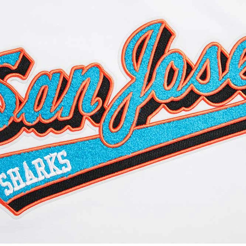 Women's Pro Standard White San Jose Sharks Boxy Script Tail Cropped T-Shirt