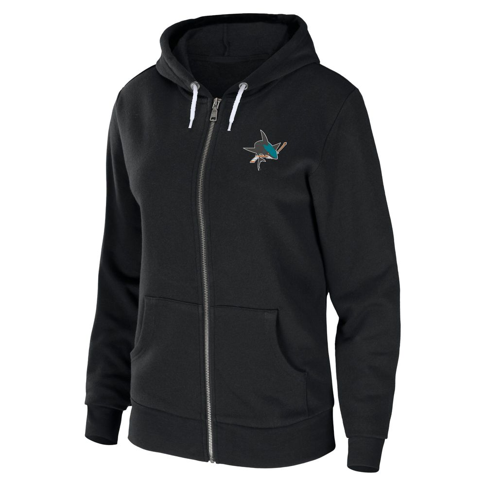 Women's WEAR by Erin Andrews Black San Jose Sharks Sponge Fleece Full-Zip Hoodie