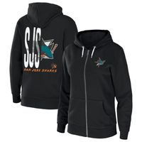 Women's WEAR by Erin Andrews Black San Jose Sharks Sponge Fleece Full-Zip Hoodie