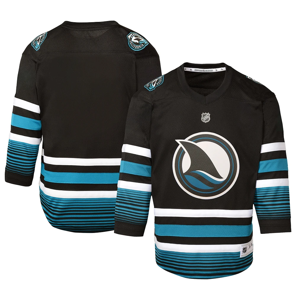 Maillot noir réplique alternative des Sharks de San Jose pour jeunes