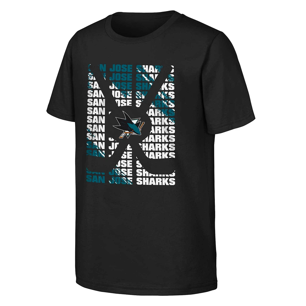 Youth Black San Jose Sharks Box T-Shirt