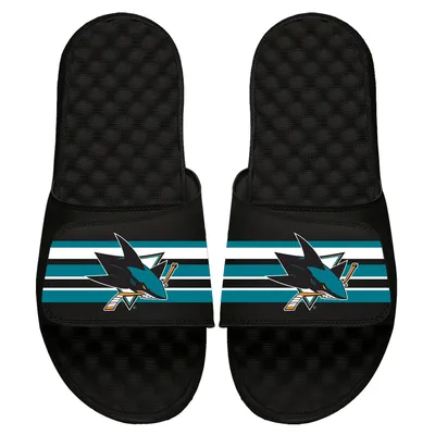San Jose Sharks ISlide Youth Stripe Logo Slide Sandals - Black
