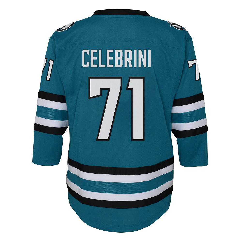 Youth Macklin Celebrini Teal San Jose Sharks Alternate Replica Player Jersey