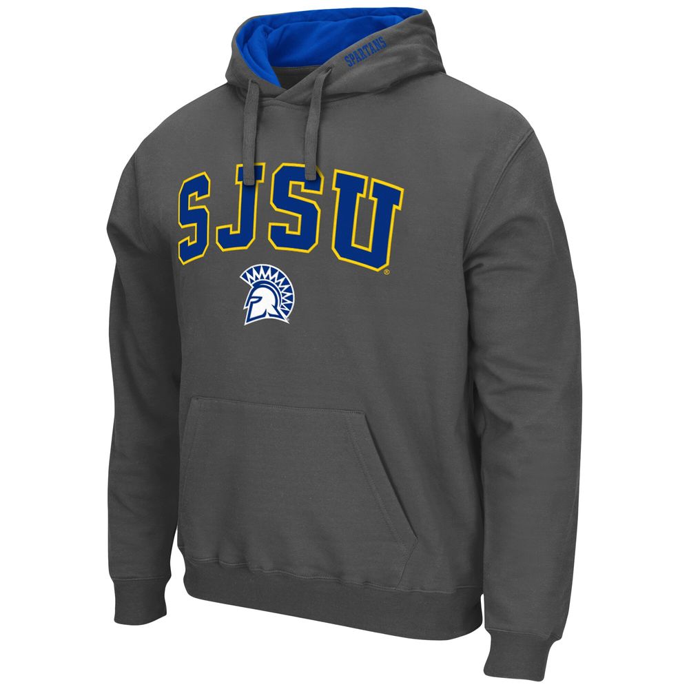 Men's Colosseum Charcoal San Jose State Spartans Arch and Logo Pullover Hoodie