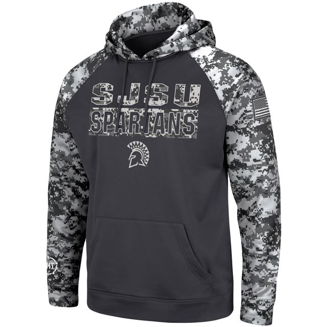 Sweat à capuche Colosseum Charcoal San Jose State Spartans OHT Military Appreciation Digital Camo pour homme