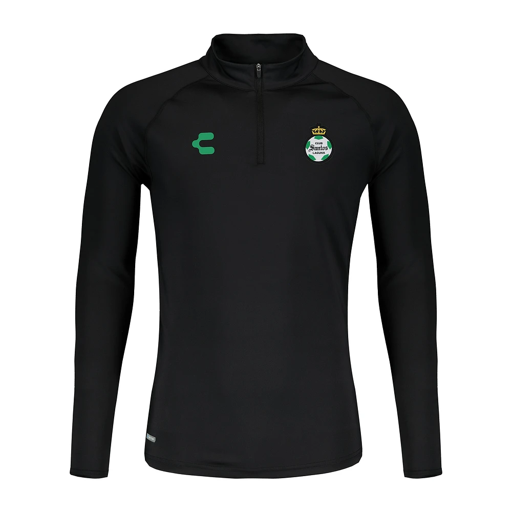 Men's Charly  Black Santos Laguna 2024/25 Quarter-Zip Pullover Top