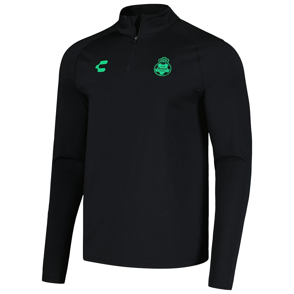 Haut raglan à quart de zip Charly Santos Laguna DRY FACTOR noir pour hommes