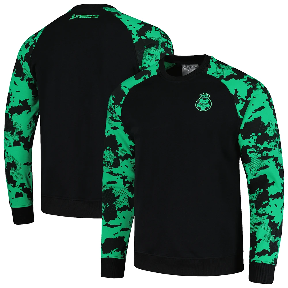 Sweat-shirt Charly noir Santos Laguna Raglan pour hommes