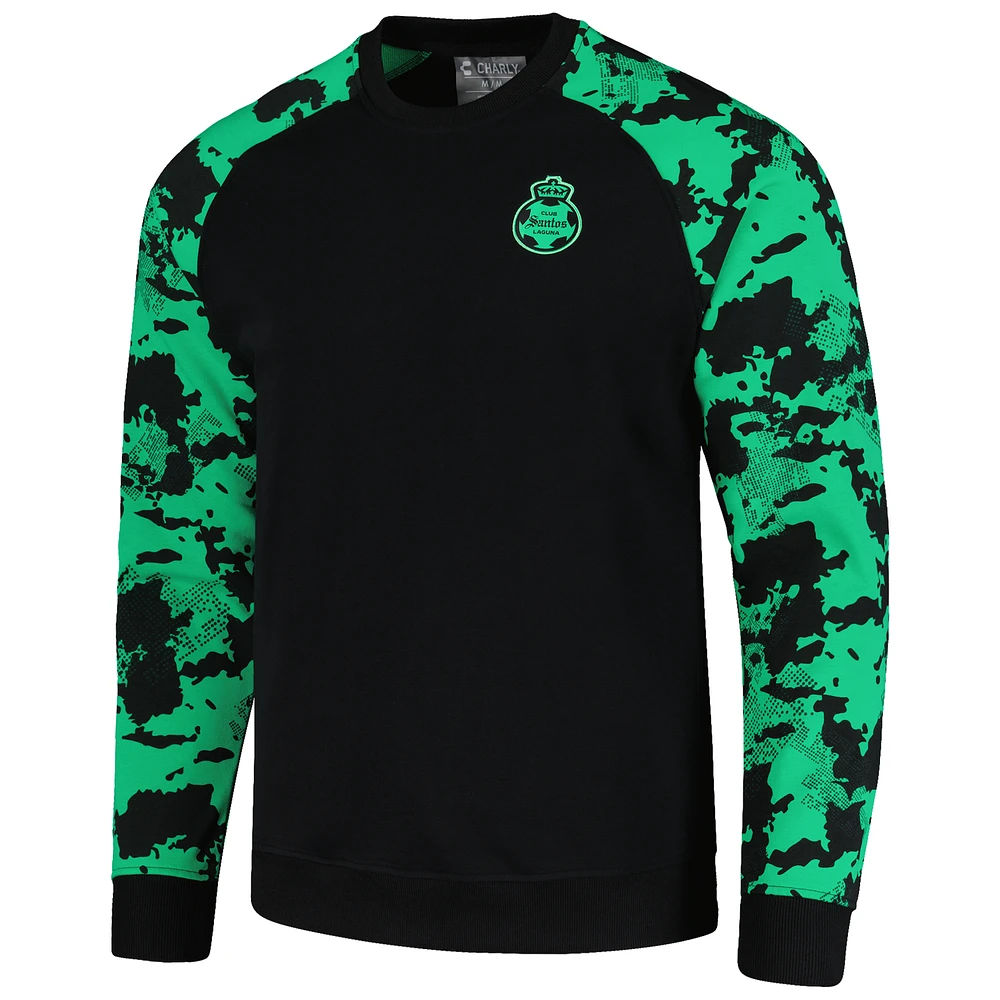 Sweat-shirt Charly noir Santos Laguna Raglan pour hommes