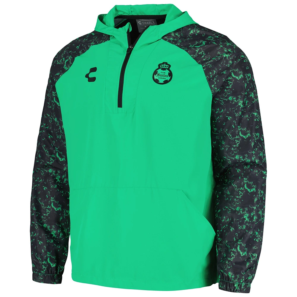 Men's Charly  Green Santos Laguna Half-Zip Windbreaker Hoodie Jacket