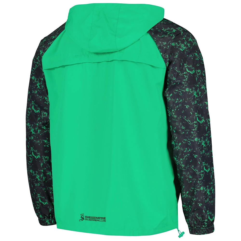 Men's Charly  Green Santos Laguna Half-Zip Windbreaker Hoodie Jacket