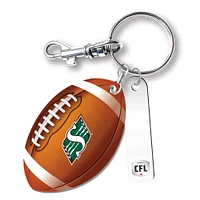 Porte-clés de football en cuir personnalisé des Roughriders de la Saskatchewan