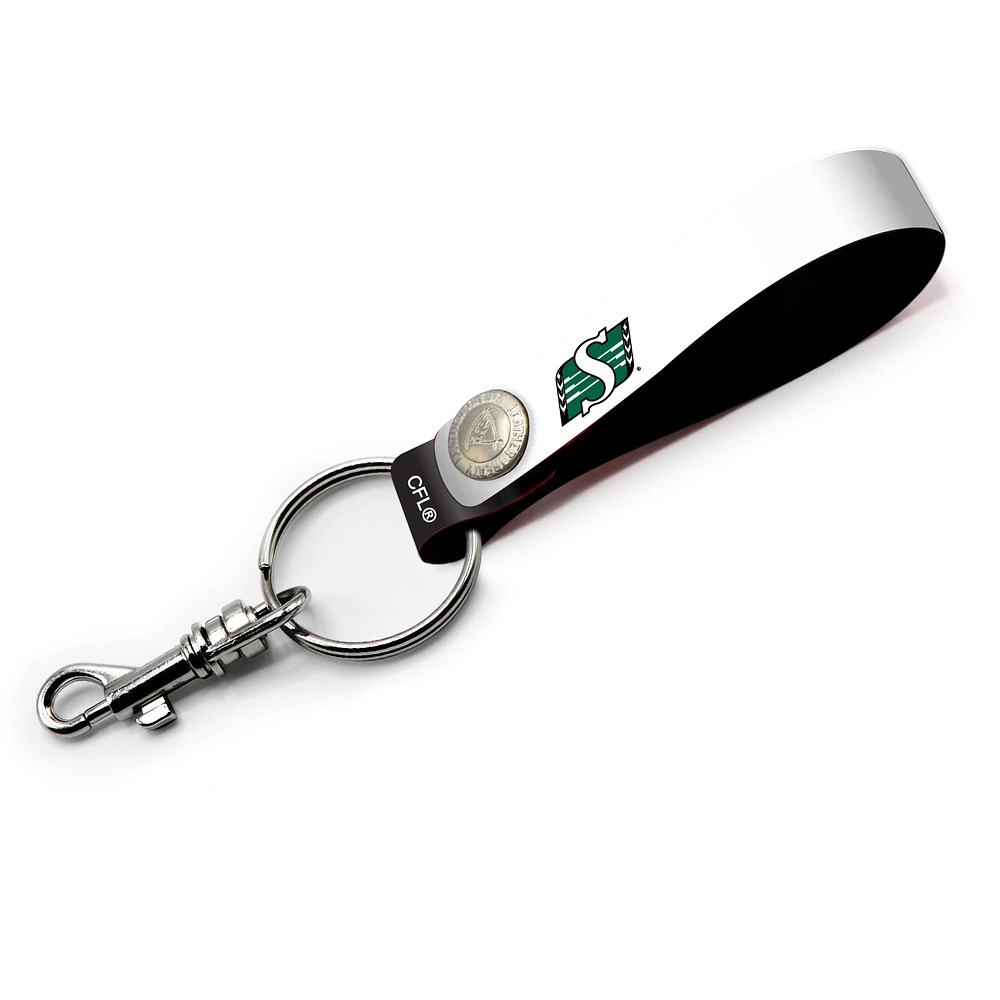 Saskatchewan Roughriders Personalized Leather Loop Keychain