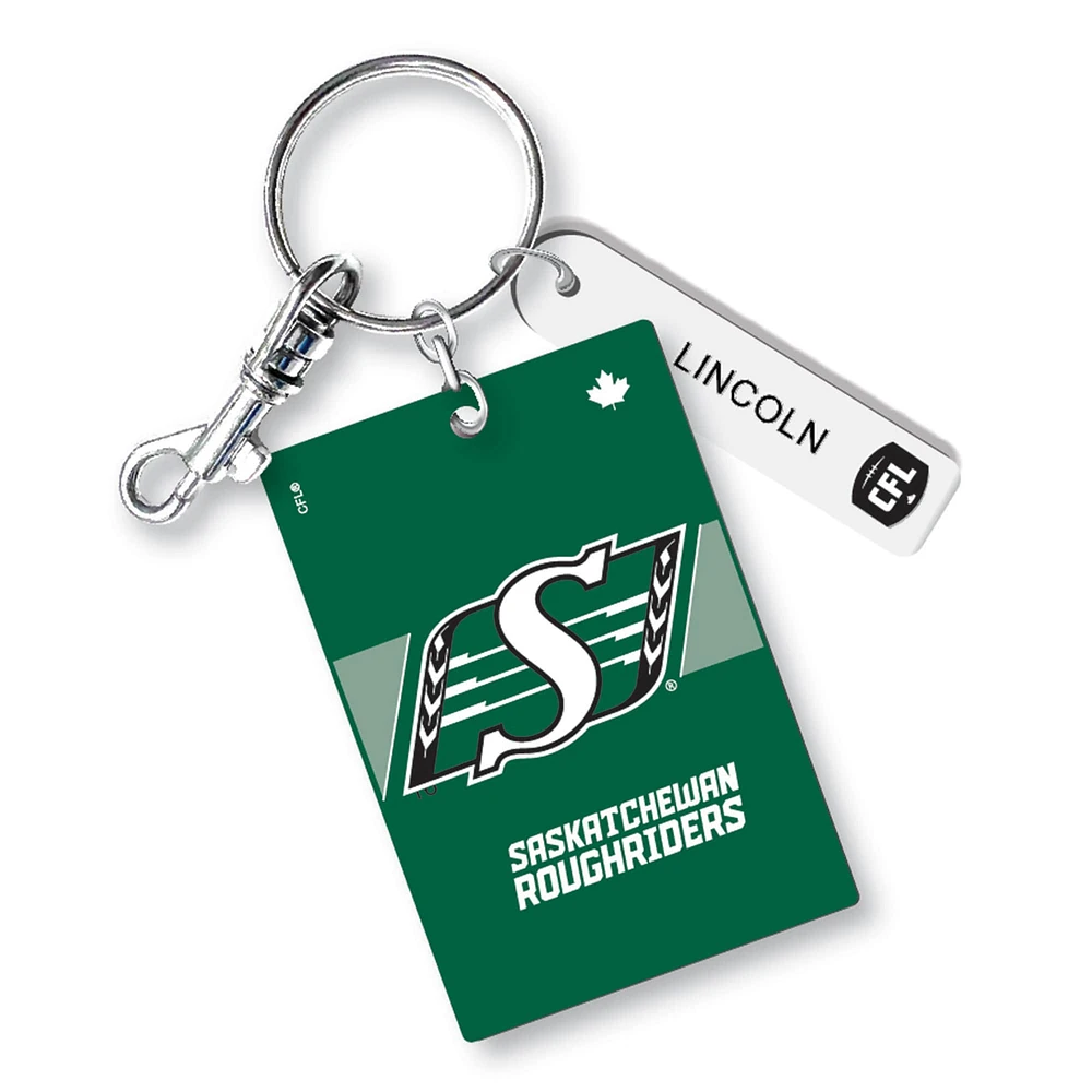  Saskatchewan Roughriders Personalized Leather Rectangle Keychain