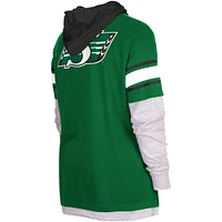 Men's 5th & Ocean by New Era Green Saskatchewan Roughriders Twofer Pullover Hoodie