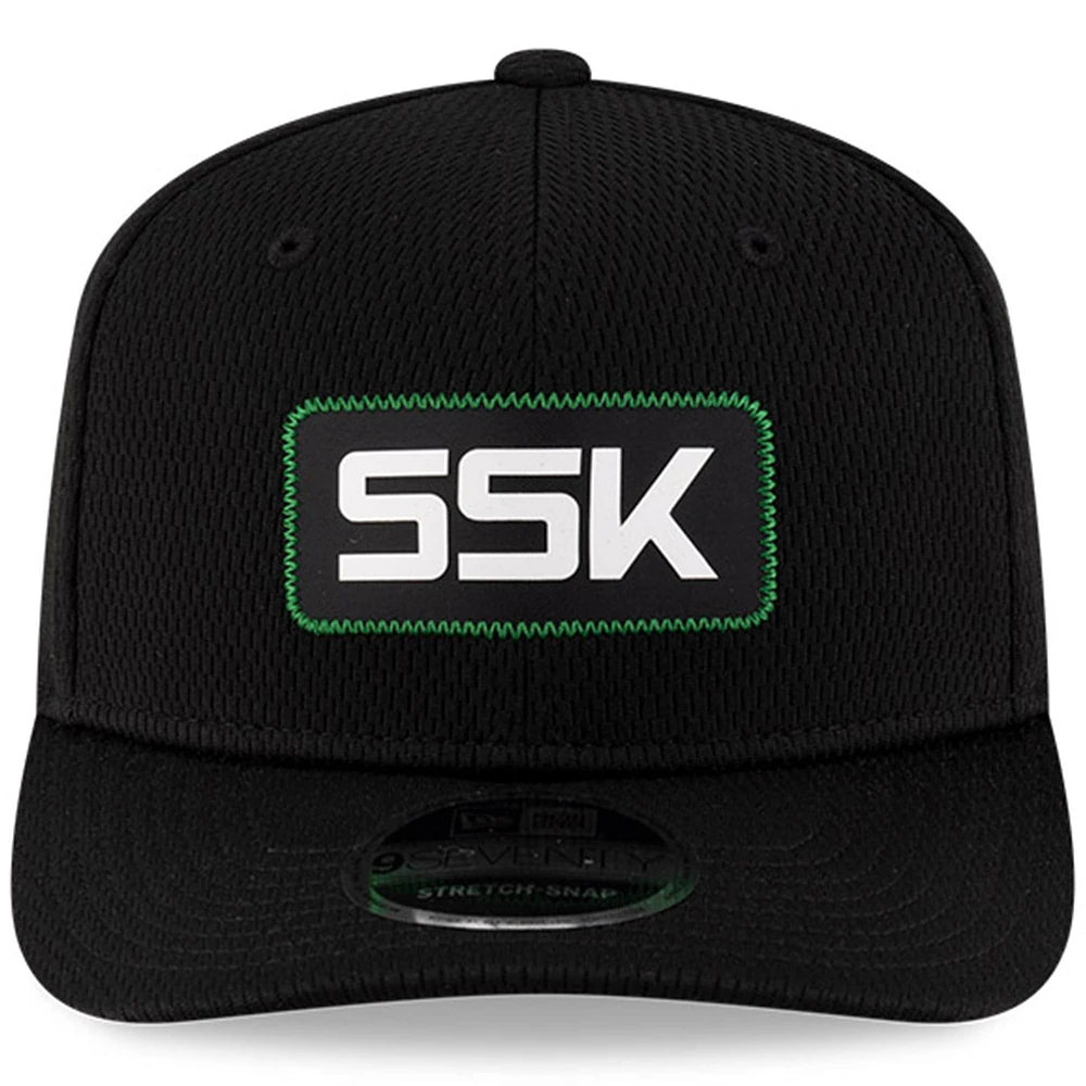 Men's New Era Black Saskatchewan Roughriders Sideline 9SEVENTY Stretch-Snap Hat