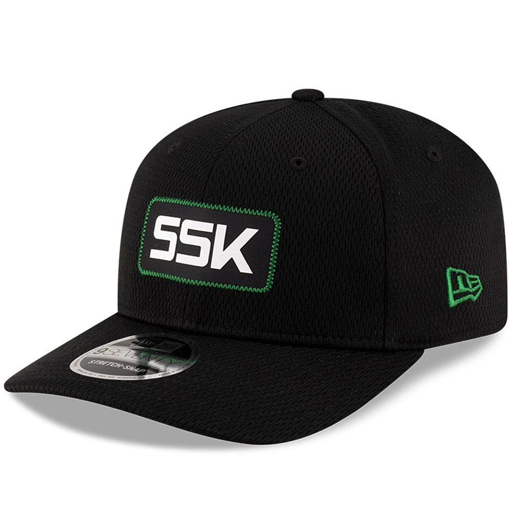 Men's New Era Black Saskatchewan Roughriders Sideline 9SEVENTY Stretch-Snap Hat