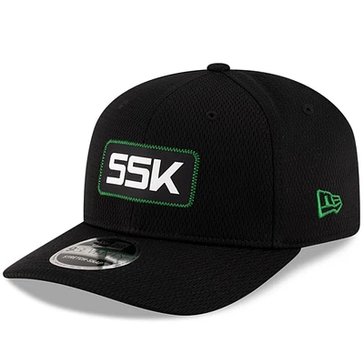 Men's New Era Black Saskatchewan Roughriders Sideline 9SEVENTY Stretch-Snap Hat