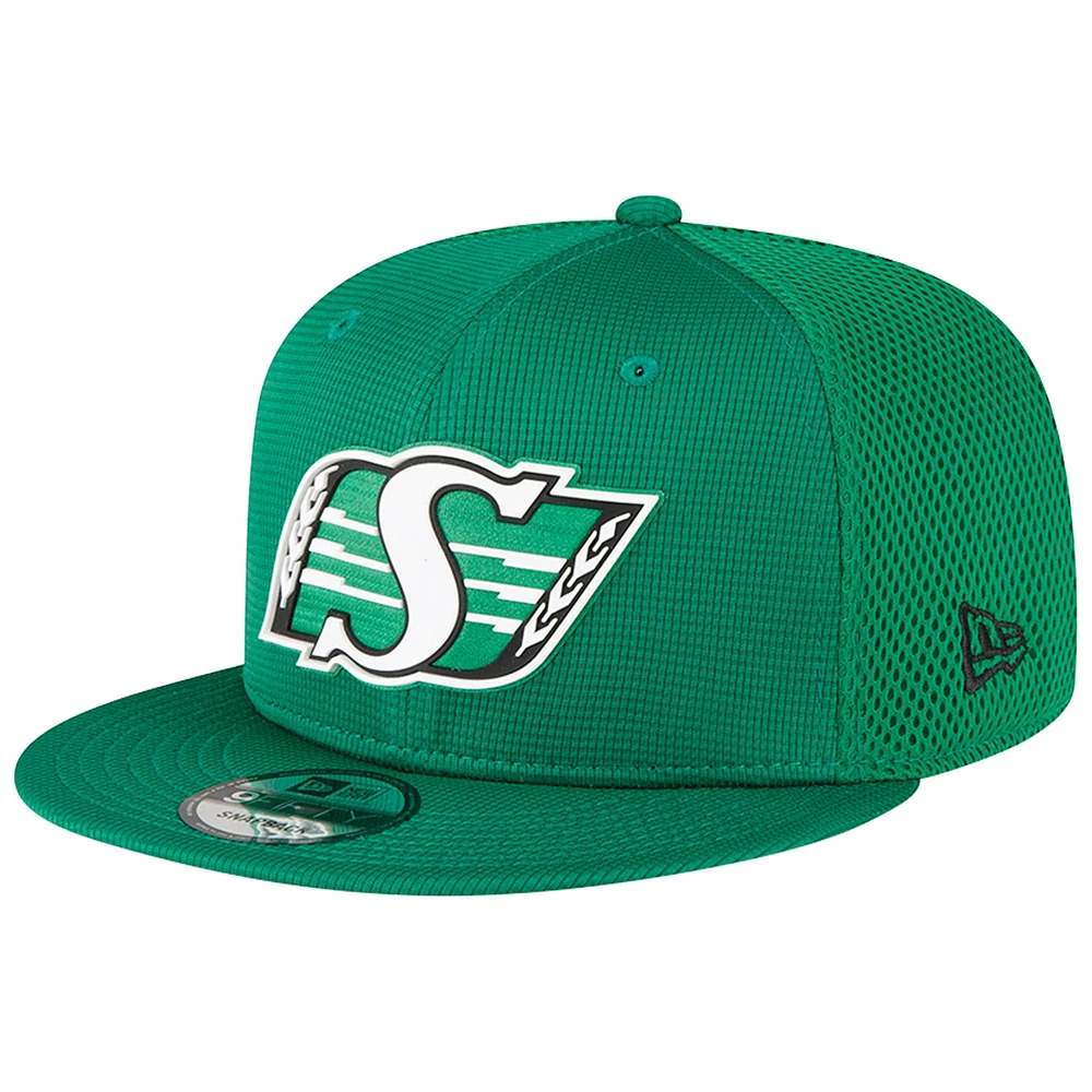 Casquette Snapback Sideline 9FIFTY verte des Roughriders de la Saskatchewan New Era pour homme