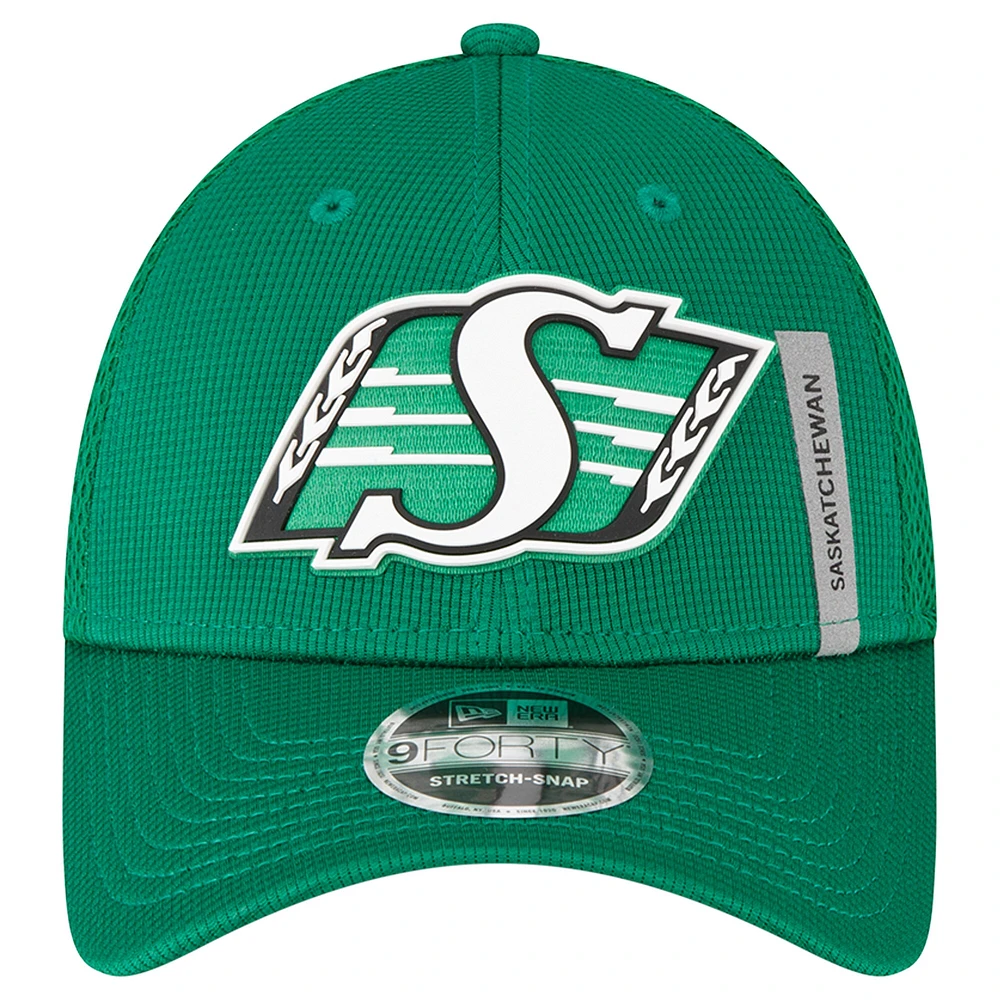 Casquette réglable 9FORTY Sideline des Roughriders de la Saskatchewan New Era verte pour homme