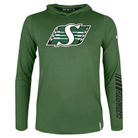 Men's New Era Green Saskatchewan Roughriders Sideline Corral Long Sleeve Hoodie T-Shirt