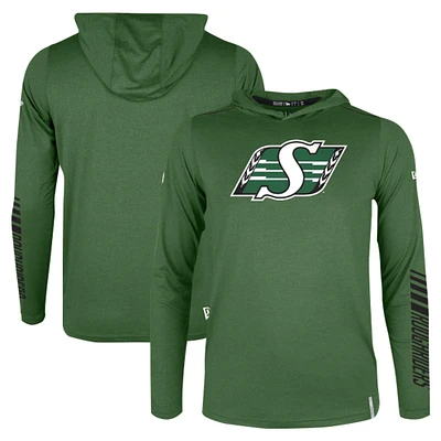 Men's New Era Green Saskatchewan Roughriders Sideline Corral Long Sleeve Hoodie T-Shirt