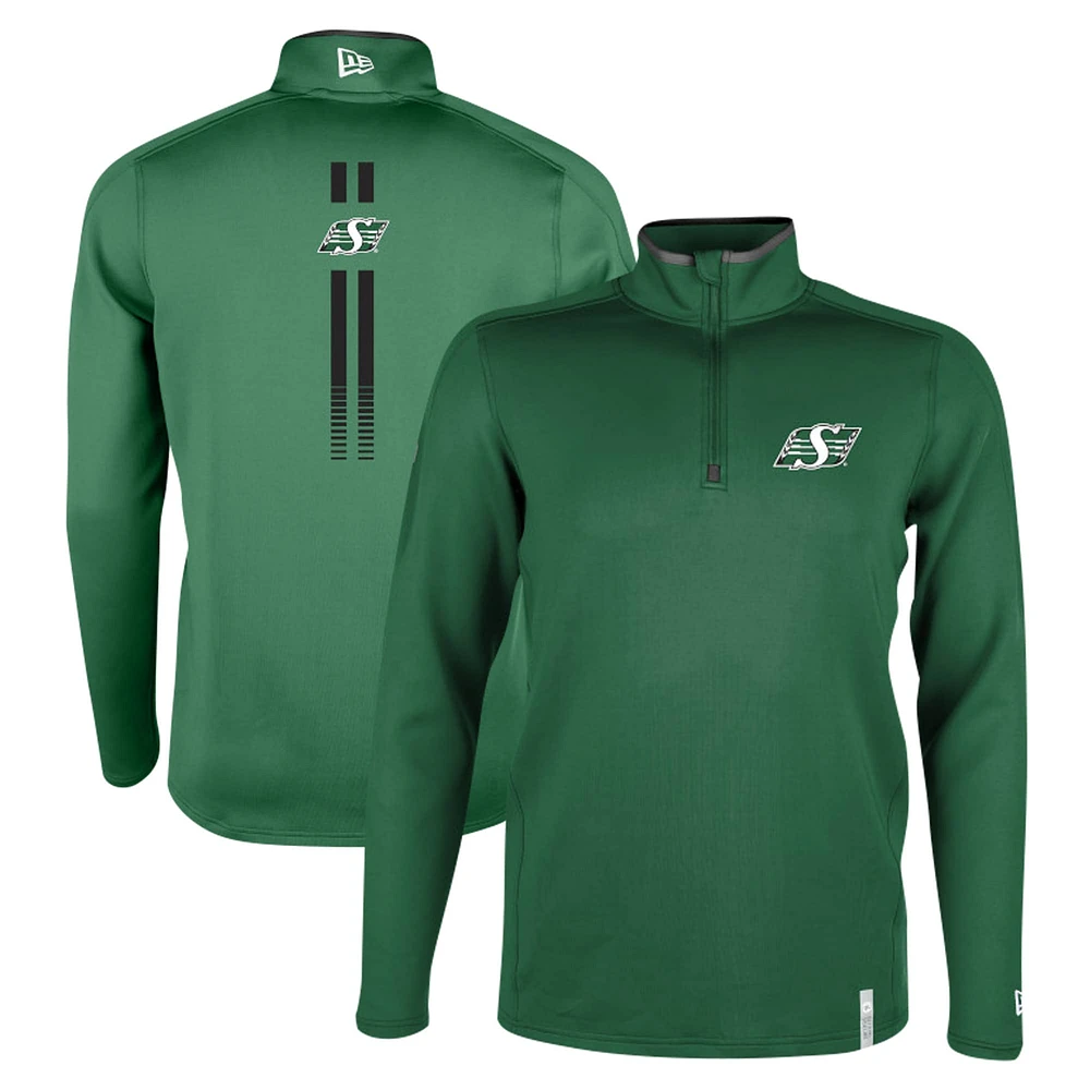 Haut à quart de zip Performance Sideline Edge des Roughriders la Saskatchewan New Era vert pour hommes