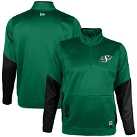 Men's New Era Green Saskatchewan Roughriders Sideline Performance Fleece Quarter-Zip Top