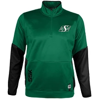 Men's New Era Green Saskatchewan Roughriders Sideline Performance Fleece Quarter-Zip Top