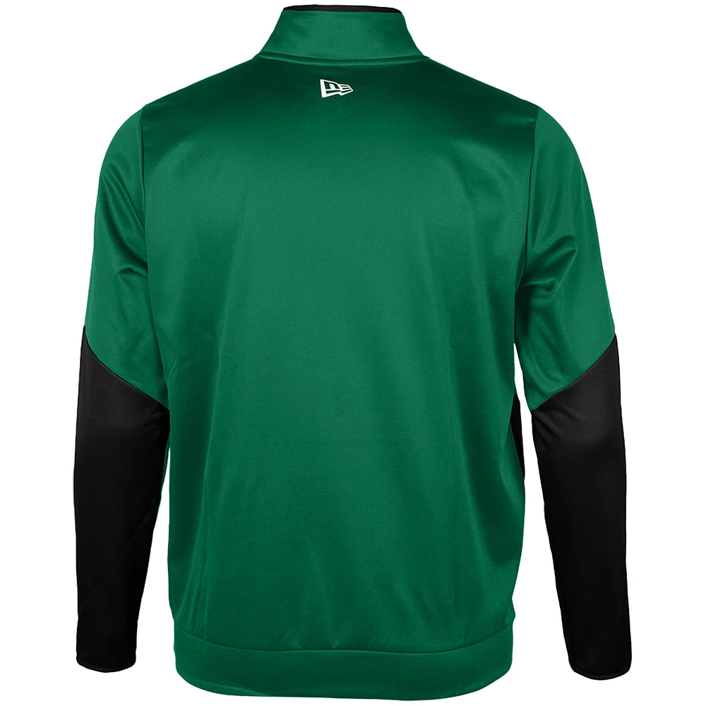 Men's New Era Green Saskatchewan Roughriders Sideline Performance Fleece Quarter-Zip Top