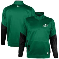 Men's New Era Green Saskatchewan Roughriders Sideline Performance Fleece Quarter-Zip Top