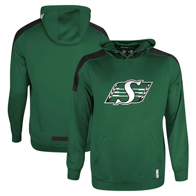 Sweat à capuche vert New Era pour hommes des Roughriders de la Saskatchewan Sideline Shuffle