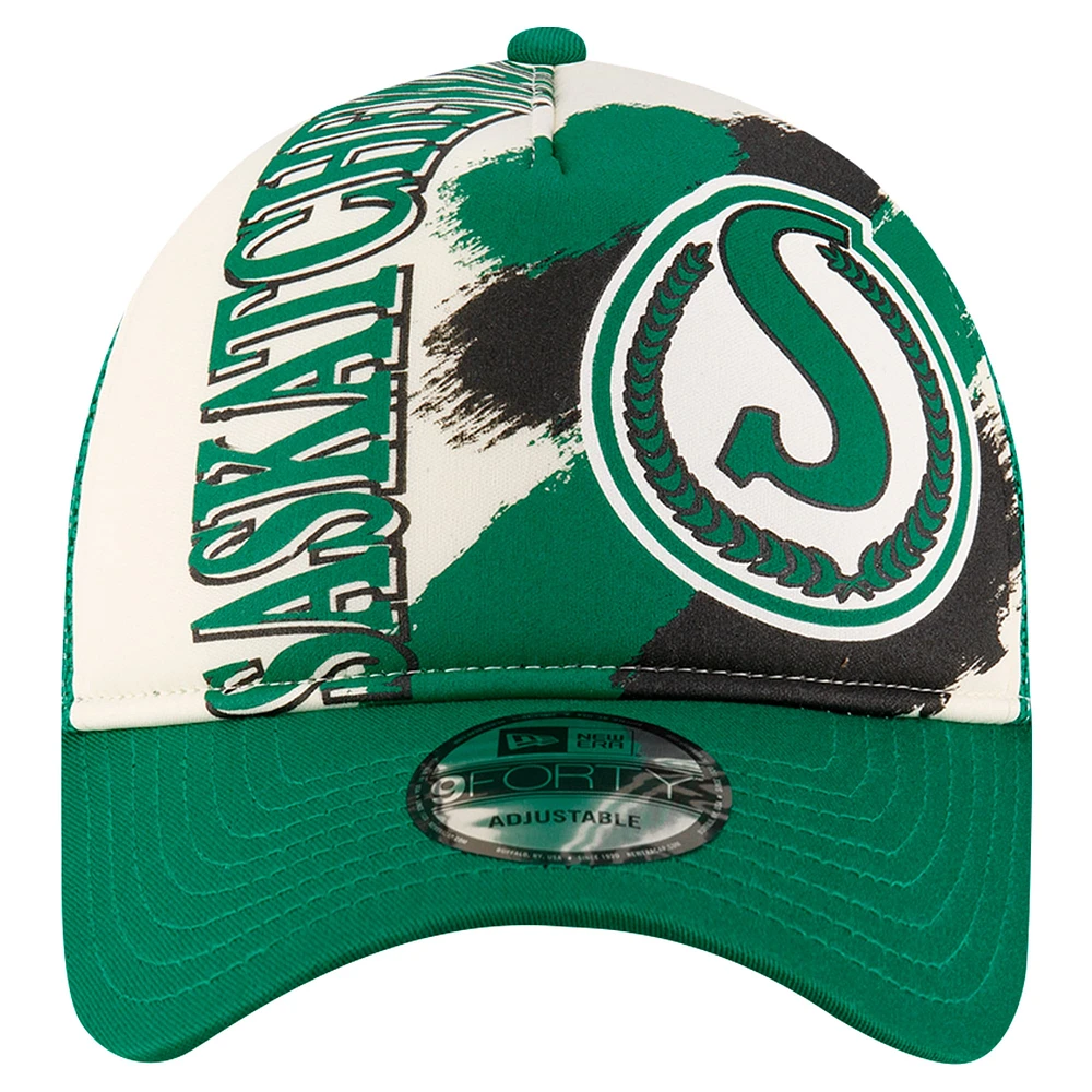 Men's New Era Green Saskatchewan Roughriders Turf Traditions 9FORTY Adjustable Hat