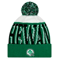 Men's New Era  Green Saskatchewan Roughriders Turf Traditions Cuffed Knit Hat with Pom