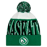 Men's New Era  Green Saskatchewan Roughriders Turf Traditions Cuffed Knit Hat with Pom