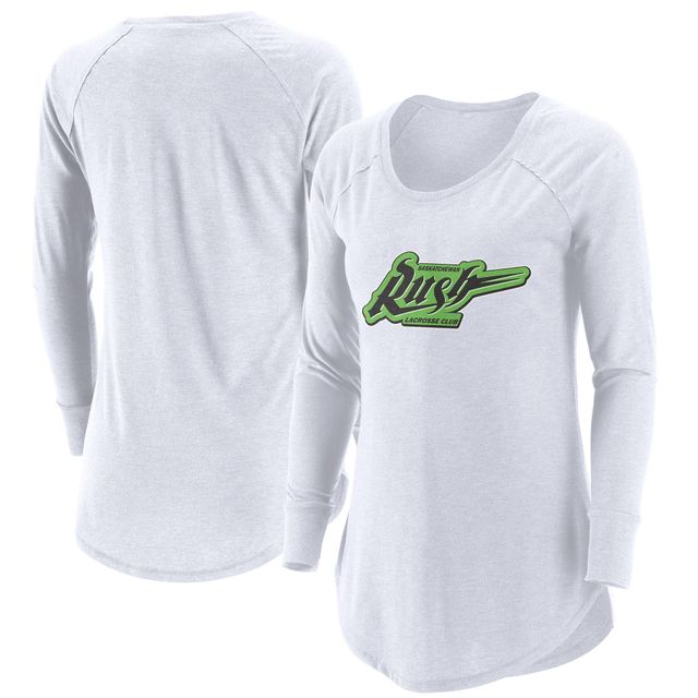 T-shirt blanc à manches longues et logo primaire Saskatchewan Rush pour femmes