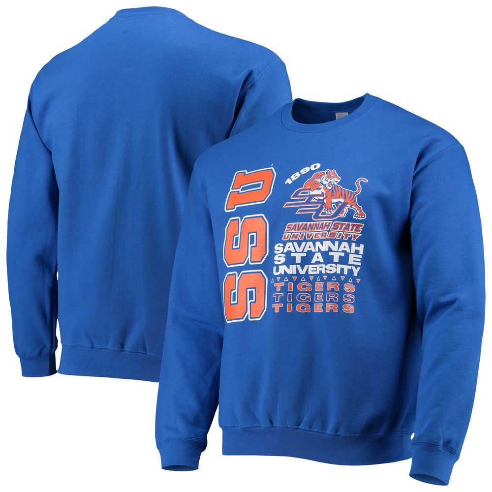 Men's Tones of Melanin Royal Savannah State Tigers Pullover Sweatshirt