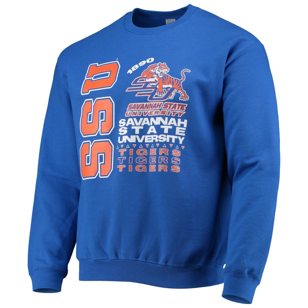 Men's Tones of Melanin Royal Savannah State Tigers Pullover Sweatshirt