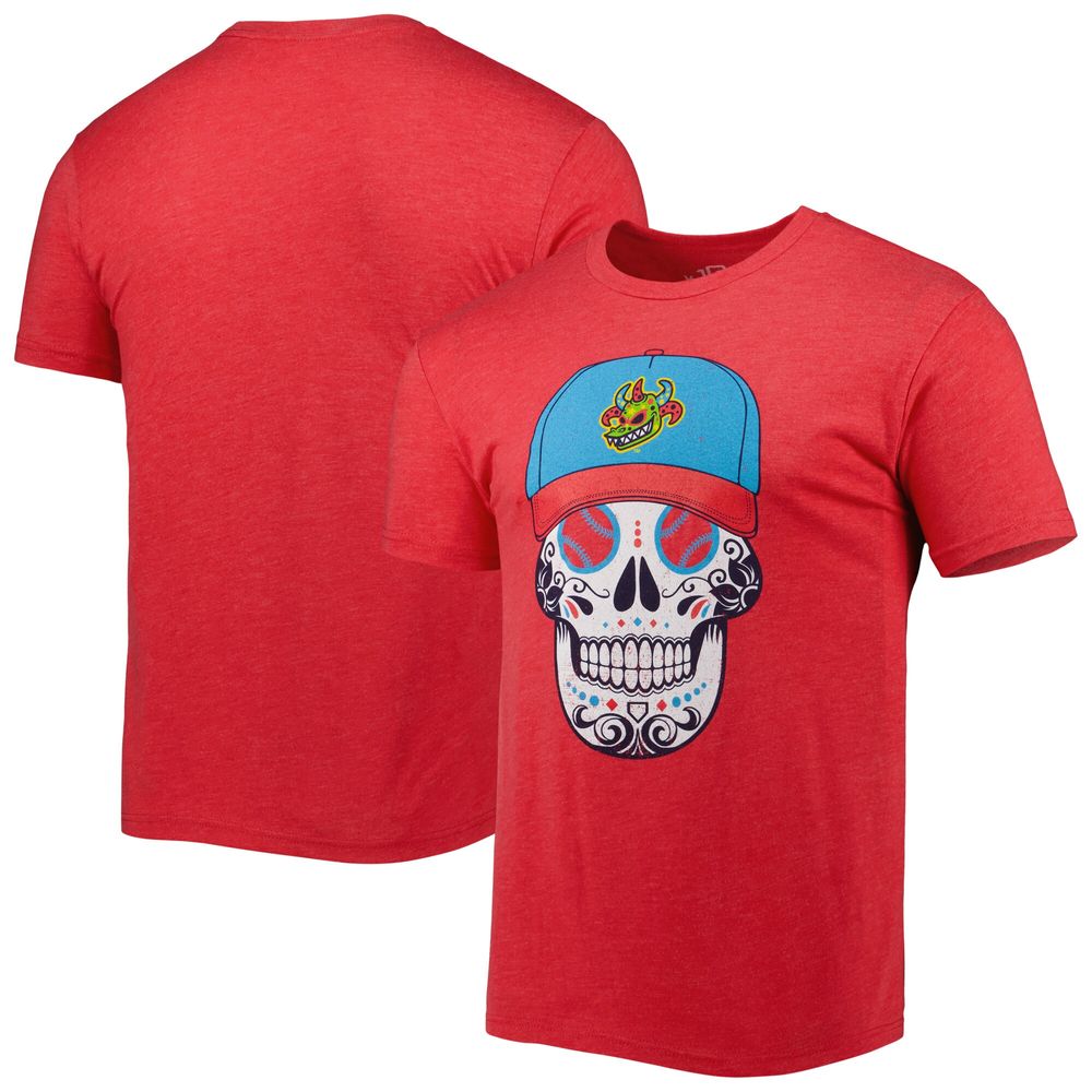 Men's Heathered Red Vejigantes de Scranton/Wilkes-Barre Copa la Diversion Sugar Skull Tri-Blend T-Shirt