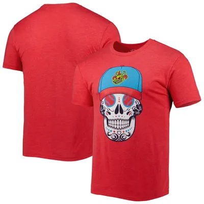 T-shirt homme rouge chiné Vejigantes de Scranton/Wilkes-Barre Copa la Diversion Sugar Skull triple mélange