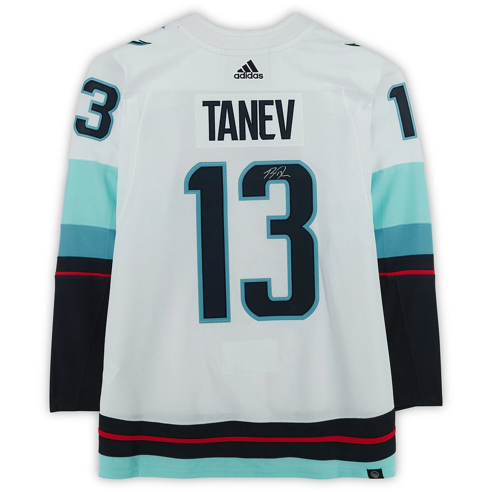 Maillot authentique Adidas blanc autographié par Brandon Tanev du Seattle Kraken