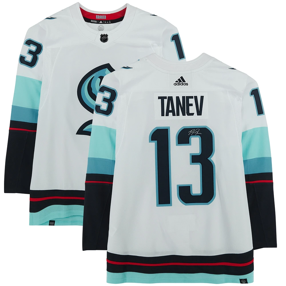 Maillot authentique Adidas blanc autographié par Brandon Tanev du Seattle Kraken
