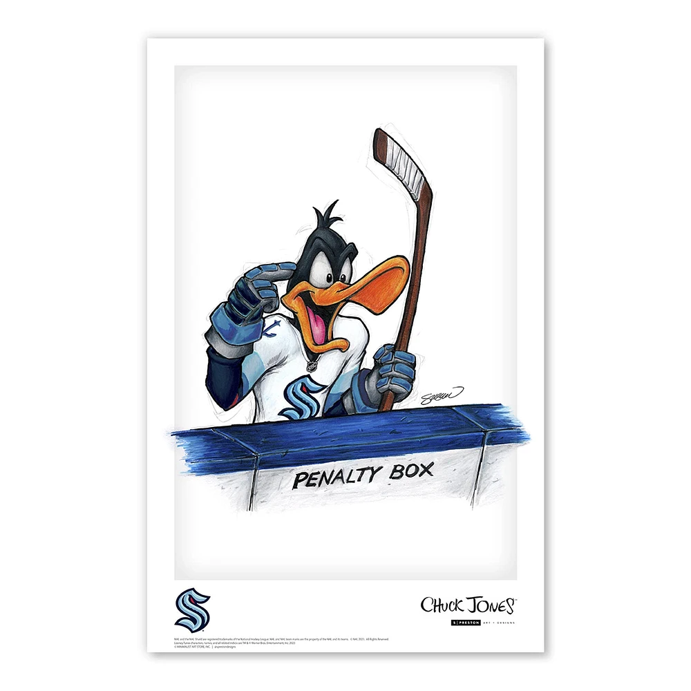 Affiche imprimée de Daffy Duck Seattle Kraken 11"x 17" Looney Tunes
